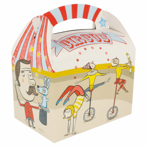 Paper box with handle 17x16x10cm circus