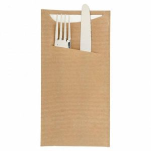 Cutlery case kraft with white napkin 11,2x22,5cm