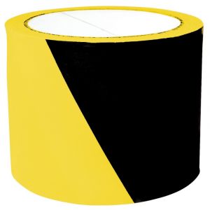 Warning tape, 75mm, 100m, black and yellow, 1 pc.
