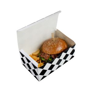 Chicken box large, grid black, size 205x125x85mm, price per pack 100 pieces