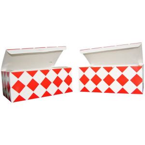 Chicken box large, red grid, size 205x125x85mm, price per package 100 pieces