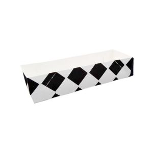 Hot dog tray, black grid, size 200x65x45mm, price per pack of 100 pieces