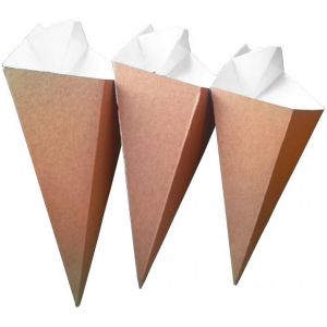 Chip cone with dip space, small, brown, 200 ml, 160x220 mm, 100 pieces
