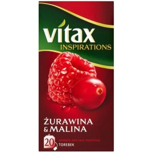 Herbata VITAX Inspirations, żurawina z maliną, 20 torebek op. 1 szt.