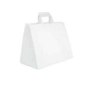 White block bag 350x170x245 with flat handle (wide bottom) 250 pcs. 