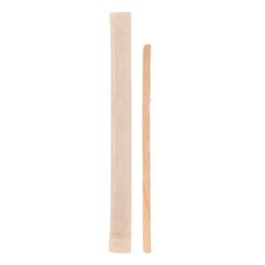 Wooden stirrers 14cm, 500pcs single packed kraft, 5mm thick FEEL GREEN (k/5)