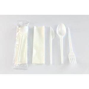 Confection white fork+knife+spoon+napkin (250 sets) TnP