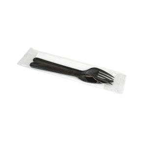 Confection SUPERIOR 2 black op.200pcs fork+knife+service in foil, TnP