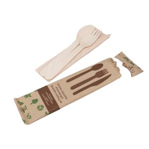 Confection eco-set Wood 1 paper 300 pcs knife+fork+spoon+service, TnG