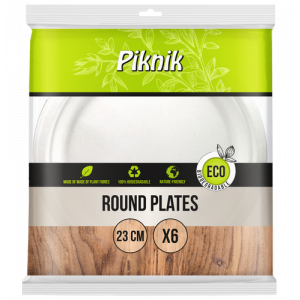 PIKNIK cane plates 23cm, 6pcs (k/30) biodegradable