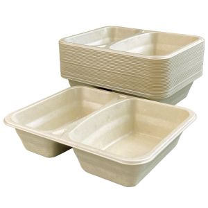 Eco-friendly container for sealing 227/178/2 H48 two chamber, 100 pieces (qty) of sugar cane, coated, biodegradable, natural colour Bio-Pack