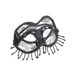 Carnival mask BLACK with fringes, price per 1 item