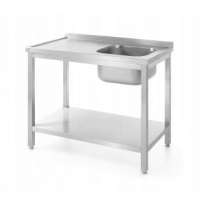 Table with one sink with shelf - right - screwed 811870