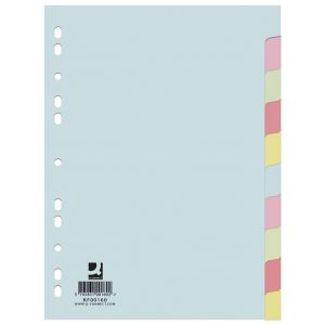Dividers Q-CONNECT, cardboard, A4, 223x297mm, 10pcs, assorted colours