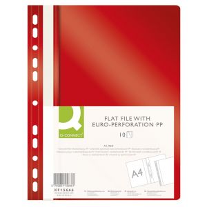 Report File Q-CONNECT, PP, A4, standard, 120/170 micron, perforated, red