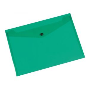 Envelope Wallet Q-CONNECT press stud, PP, A4, 172 micron, transparent green
