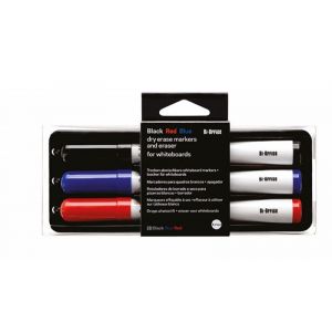 Whiteboard Writing Set BI-OFFICE, non-magnetic sponge and 3 markers