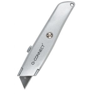 Utility Knife Q-CONNECT, metal, with brakes, grey