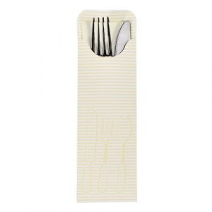 Cutlery case, 23.5 x 7.3 cm, pack of 100 pcs, cream with colourful napkin