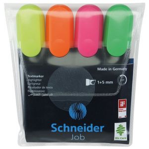 Zestaw zakreślaczy SCHNEIDER Job, 1-5 mm, 4 szt., miks kolorów