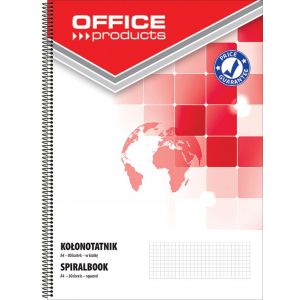 Spiral Notebook OFFICE PRODUCTS, A4, square ruled, 80sheets, 60-80gsm, perforation