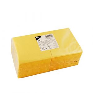 Napkins yellow 3-layer, folded 1/4, 25 cm x 25 cm, pack of 250 pieces