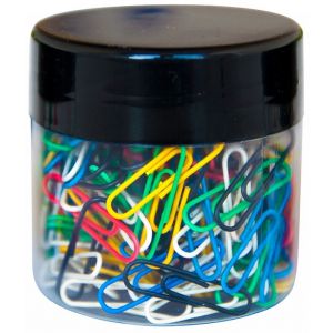 Spinacze okrągłe Q-CONNECT, 28mm, 150szt., w plastikowym słoiku, mix kolorów