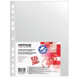 Punched Pockets, OFFICE PRODUCTS, PP, A4, orange peel, 40 micr, 200 pieces