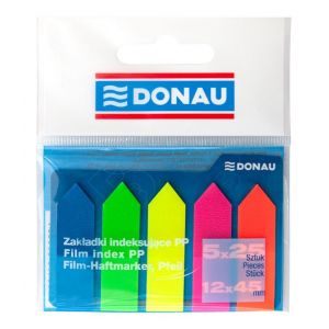 Filing Index Tabs DONAU, PP, 12x45mm, arrow, 5x25 tabs, assorted colours