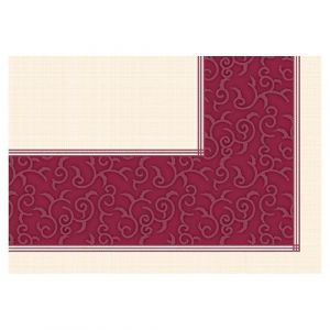 Tablecloths imitating unwoven fabric, "PAPSTAR soft selection plus", size 80 cm x 80 cm, motif "Casali", colour: maroon, pack of 20pcs