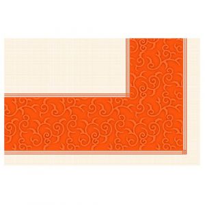 Tablecloths imitating unwoven fabric, "PAPSTAR soft selection plus", size 80 cm x 80 cm, motif "Casali", colour: nectarine, pack of 20 pcs