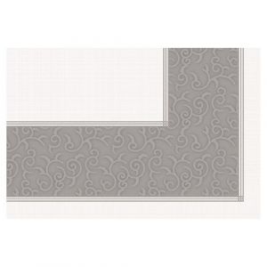Tablecloths imitating unwoven fabric, "PAPSTAR soft selection plus", size 80 cm x 80 cm, motif "Casali", colour: grey, pack of 20 pieces