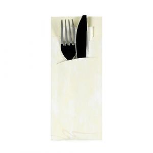Etui-koperta na sztućce, 20 x 8,5 cm, opakowanie 520 szt., kremowy z kolorową serwetką