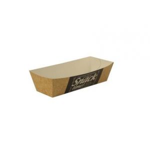 Brown paper tray for snacks 105x33x30mm GOOD FOOD, price per 125 pieces.