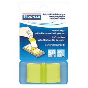 Zakładki indeksujące DONAU, PP, 25x45mm, 1x50 kart., transparentne żółte
