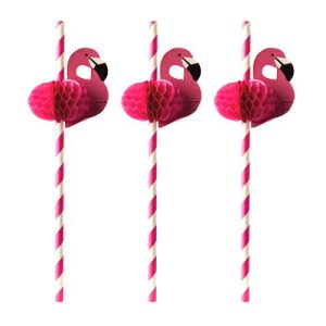 Paper straws 6mm long20cm Flamingos op. 50pcs. (k/10)