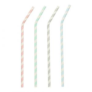 Paper straws 6mm length 22cm STRIPES, 100 pieces for the bend (k/10) colour mix