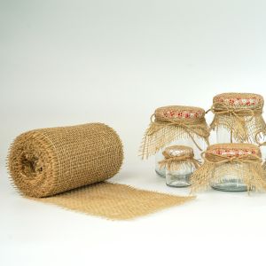 Jute ribbon on roll 10m x 15cm, natural color