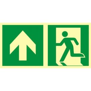 Direction to the emergency exit - up the left-hand side CE - 150 x 300mm AE090CEFE