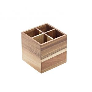 Acacia - cutlery and napkin holder with 4 compartments, 15x15x15h cm, 1pc. (8)