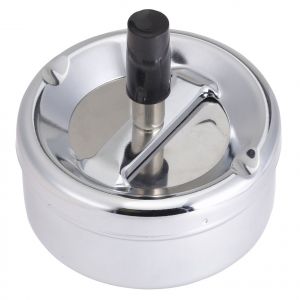 Ashtray with rotating button