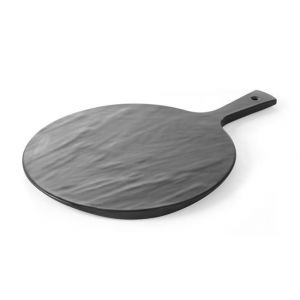 Melamine serving plate with handle - slate imitation, ø 300 mm