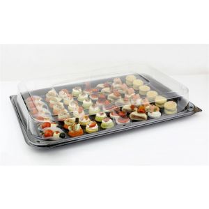 Mozaik SQ55 catering tray + cover 25 pcs, 55x37cm, black, PS, Sabert