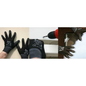 Protective gloves Jobmaster 5-100PS-3 with black polyurethane coating, size 10-XXL
