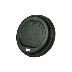 90mm C-PLA cup lid black op.50pcs biodegradable (k/20)