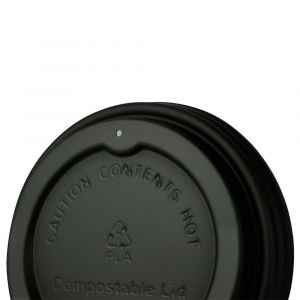 80mm C-PLA cup lid black 50pcs biodegradable (k/20)
