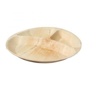 Palm leaf plate 23cm 3-bow round , Palmware®, 25 pieces