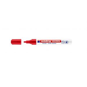 Chalk marker Edding 4095, 2-3mm, red, water-based, wet-washable, cut-off tip