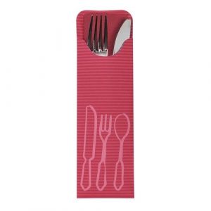Cutlery case maroon 23,5x7,3cm with colourful napkin, 100 pieces