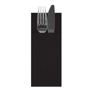 Cutlery pocket with napkin Airlaid 40x33 cm black 160 pieces